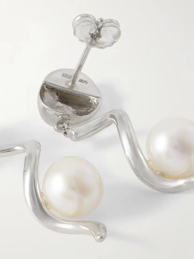 AGMES Teneille Recycled Sterling Silver Pearl Earrings | Thumbnail 3 AGMES Teneille Recycled Sterling Silver Pearl Earrings | Thumbnail 3
