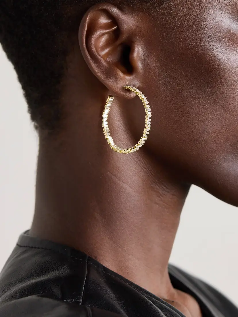 Suzanne Kalan 18-karat Gold Diamond Hoop Earrings | Thumbnail 2
