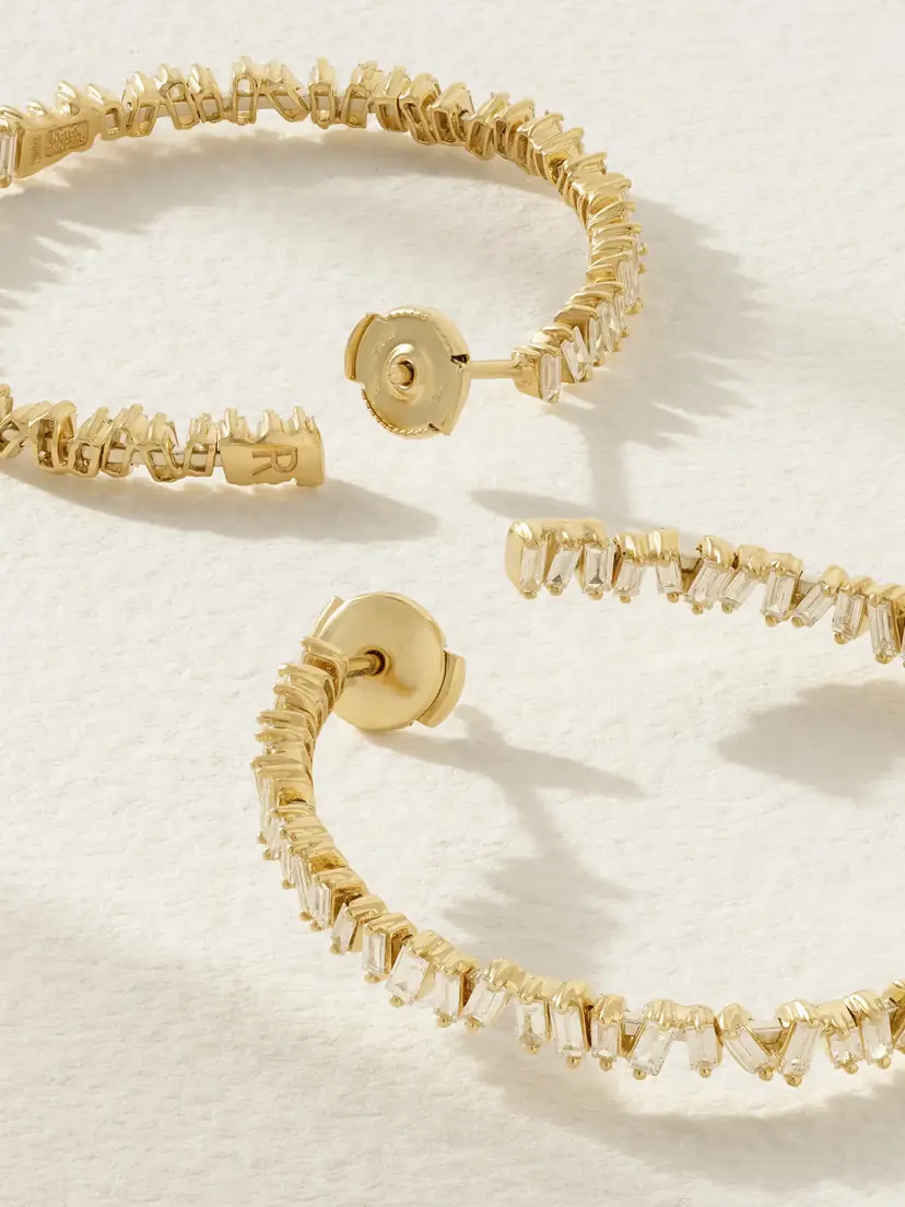 Suzanne Kalan 18-karat Gold Diamond Hoop Earrings | Thumbnail 3