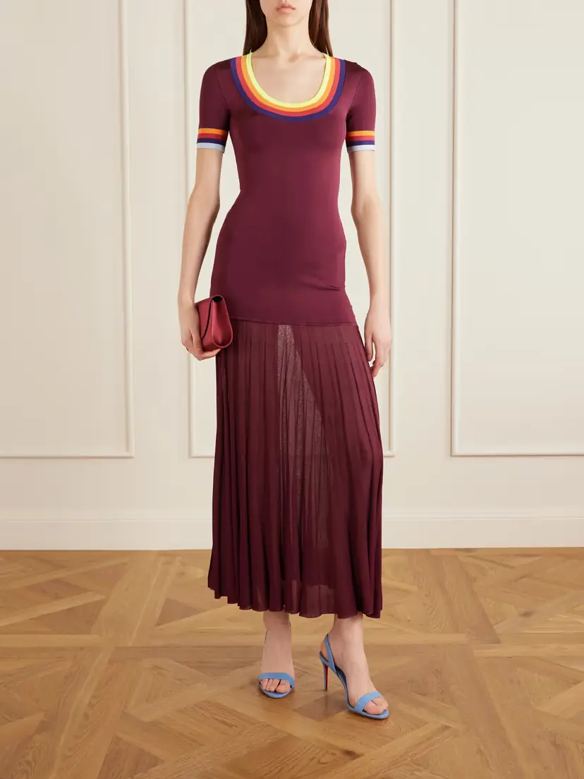 Christopher John Rogers Pleated Ribbed Maxi Dress | Thumbnail 2