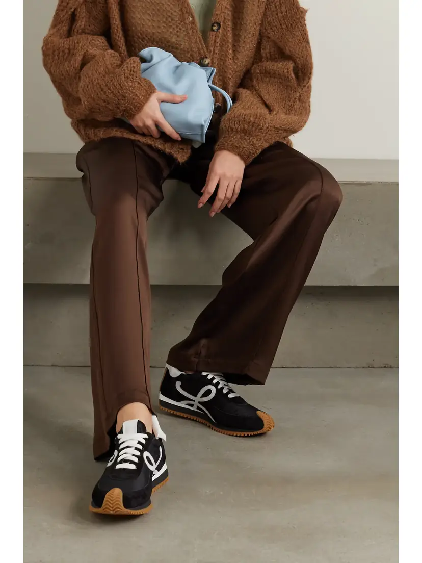 Loewe Flow Logo-appliquéd Leather And Shell Sneakers - Black | Thumbnail 2 Loewe Flow Logo-appliquéd Leather And Shell Sneakers - Black | Thumbnail 2