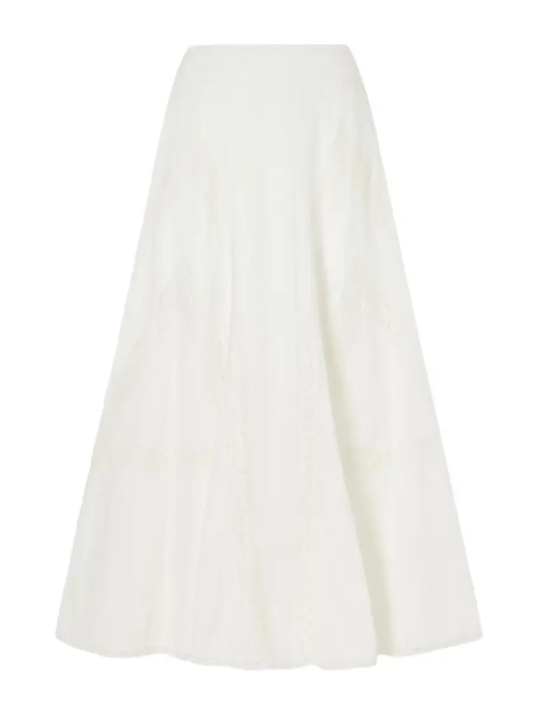 Vieste Lace-trimmed Cotton-muslin Maxi Skirt - Off Vieste Lace-trimmed Cotton-muslin Maxi Skirt - Off