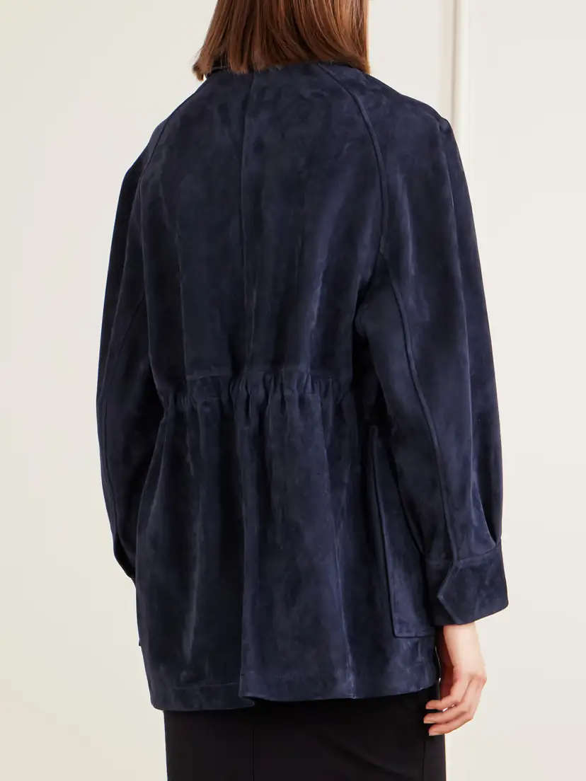 Nour Hammour Grange Gathered Leather-trimmed Suede Jacket | Thumbnail 3