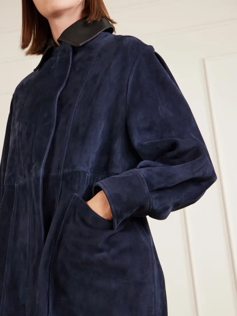 Nour Hammour Grange Gathered Leather-trimmed Suede Jacket | Thumbnail 5