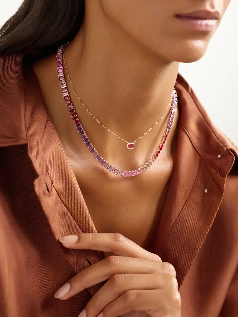 SHAY 18-karat Rose Gold, Ruby And Diamond Necklace | Thumbnail 4