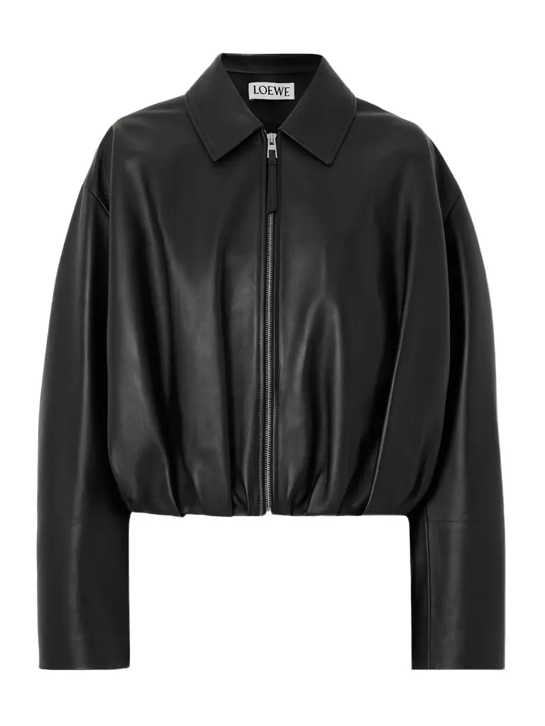 Gathered Leather Jacket