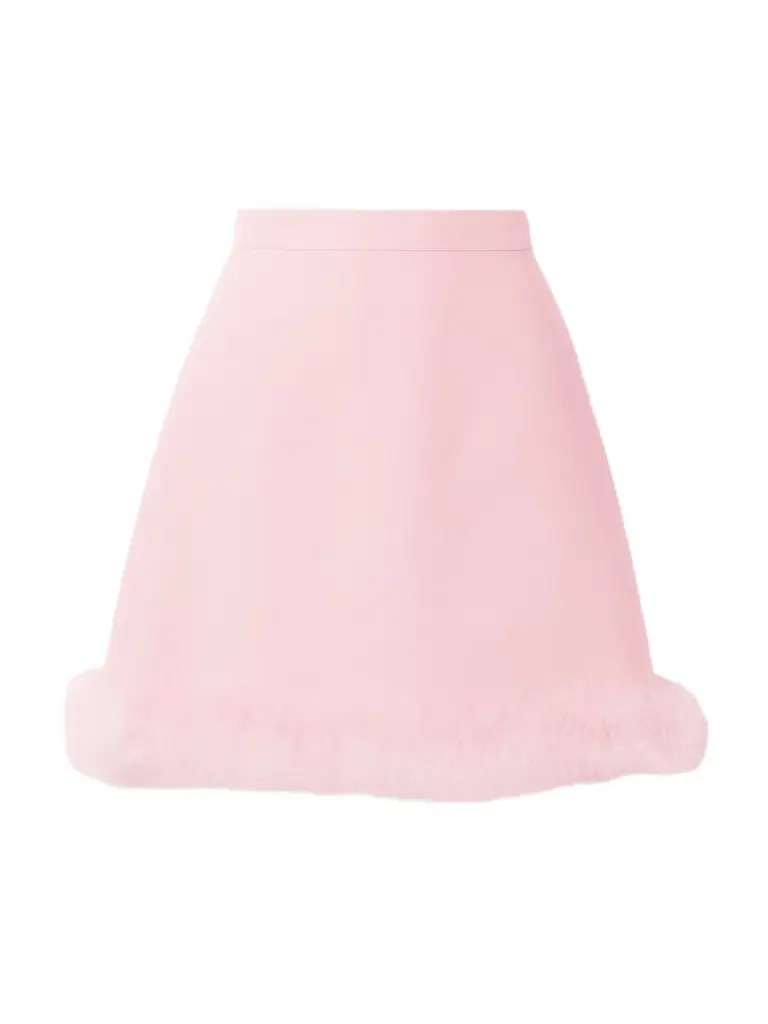 Feather-trimmed Wool And Silk-blend Crepe Mini Skirt Feather-trimmed Wool And Silk-blend Crepe Mini Skirt