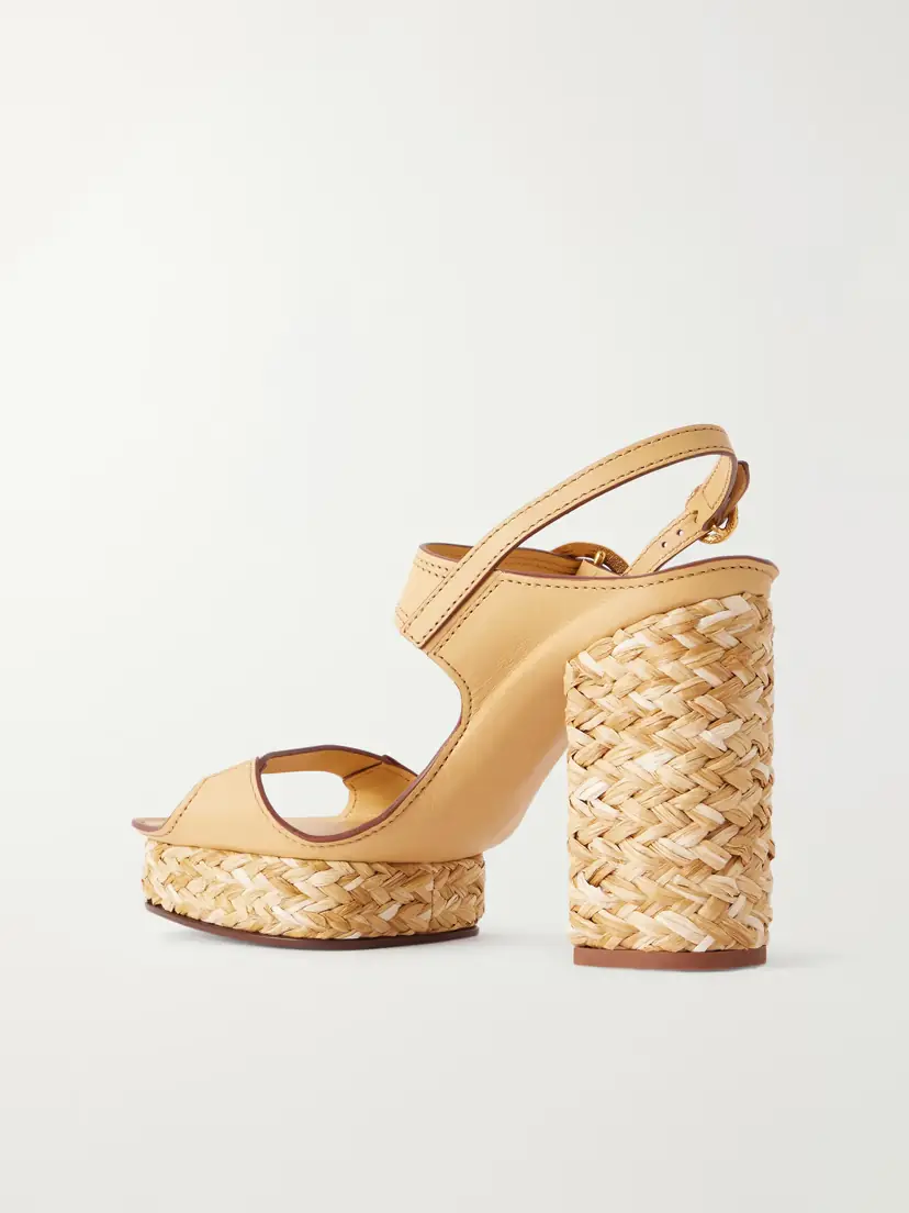 Zimmermann Solena Raffia-trimmed Leather Platform Sandals | Thumbnail 3