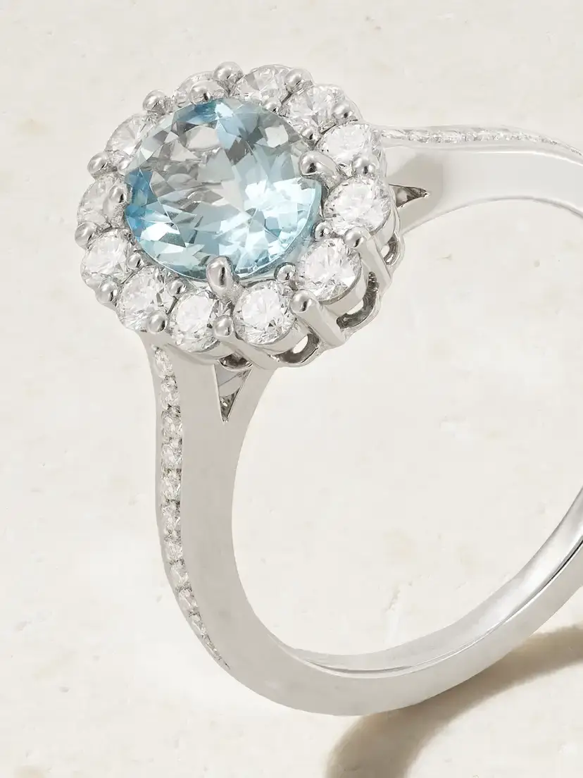 Garrard 1735 Platinum, Aquamarine And Diamond Ring | Thumbnail 4 Garrard 1735 Platinum, Aquamarine And Diamond Ring | Thumbnail 4