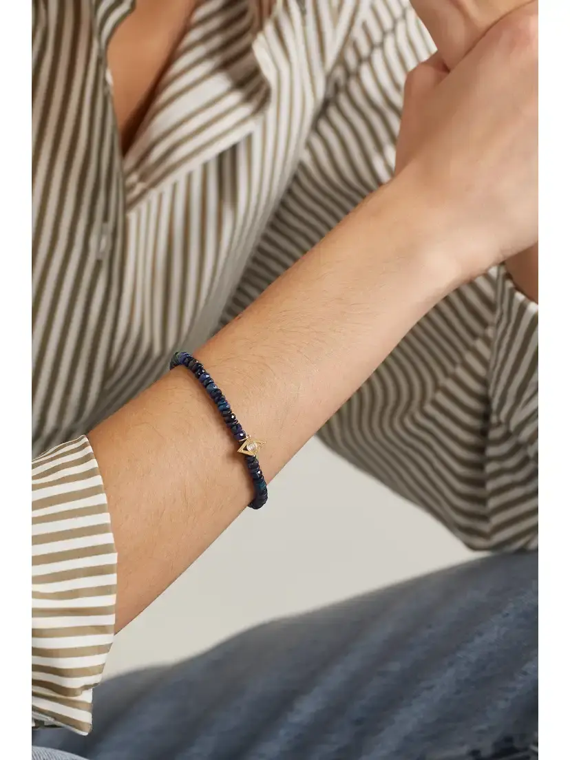 Sydney Evan Small Evil Eye 14-karat Gold, Opal And Diamond Bracelet | Thumbnail 2