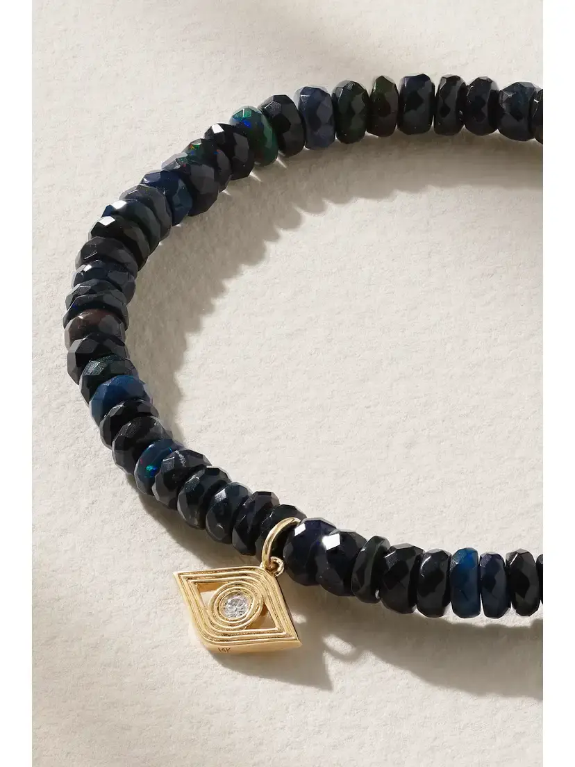 Sydney Evan Small Evil Eye 14-karat Gold, Opal And Diamond Bracelet | Thumbnail 3