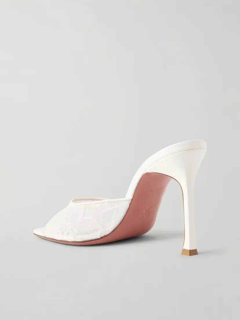 Amina Muaddi Alexa 95 Satin And Corded-lace Sandals - Neutrals | Thumbnail 3 Amina Muaddi Alexa 95 Satin And Corded-lace Sandals - Neutrals | Thumbnail 3