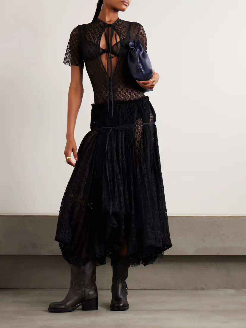 JW Anderson Layered Gathered Lace Maxi Dress | Thumbnail 2