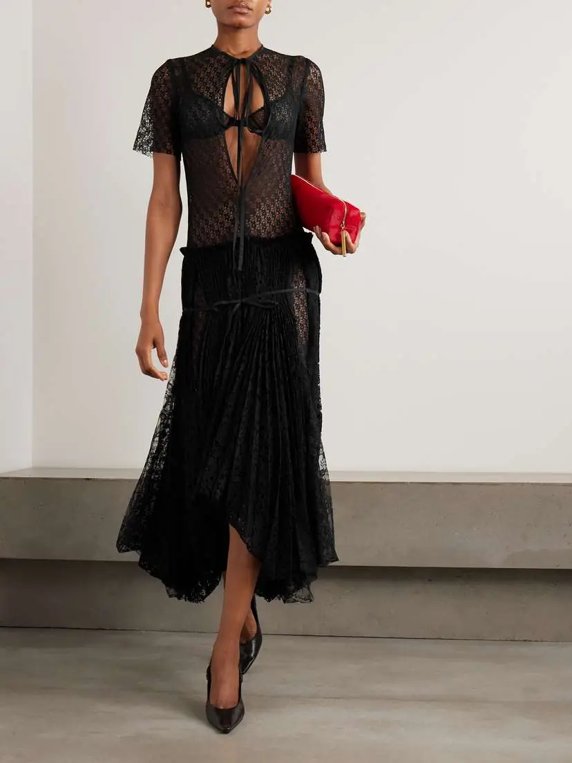 JW Anderson Layered Gathered Lace Maxi Dress | Thumbnail 4