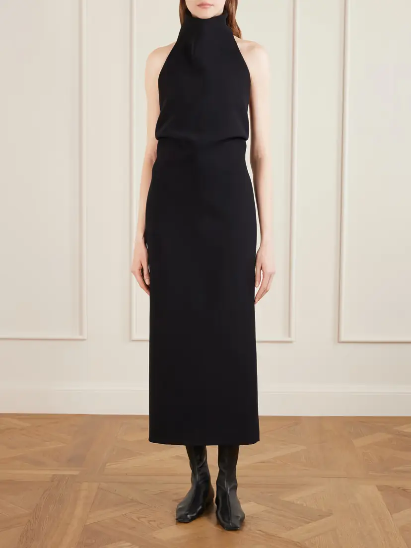 Khaite Roxanne Crepe Midi Dress | Thumbnail 3 Khaite Roxanne Crepe Midi Dress | Thumbnail 3