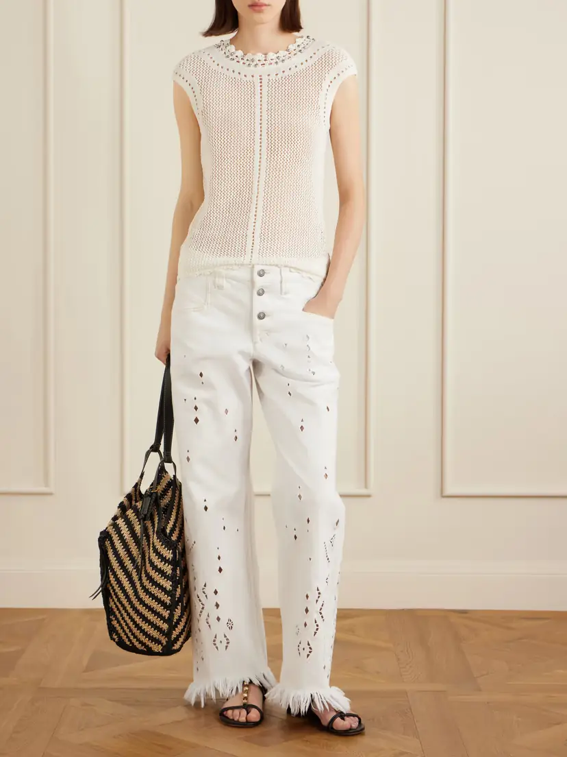 Isabel Marant Metorie Embellished Crochet Cotton-blend Tank | Thumbnail 2 Isabel Marant Metorie Embellished Crochet Cotton-blend Tank | Thumbnail 2