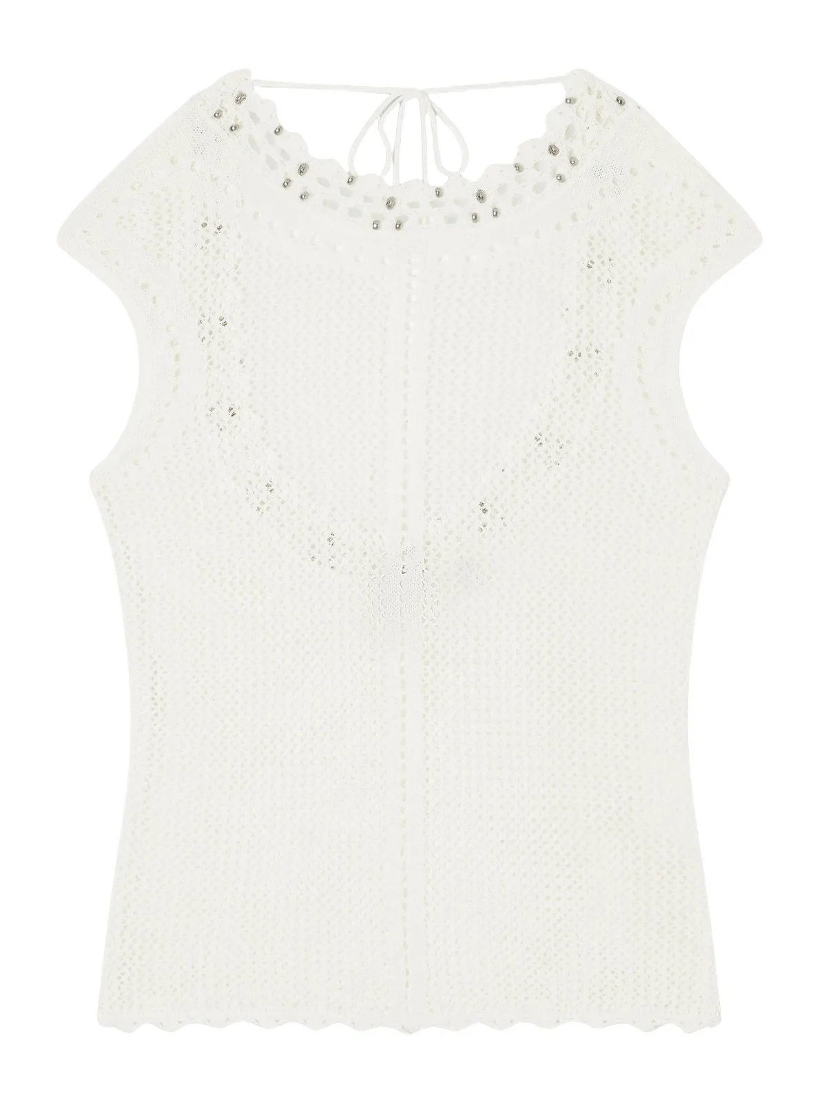 Metorie Embellished Crochet-knit Cotton-blend Tank Metorie Embellished Crochet-knit Cotton-blend Tank