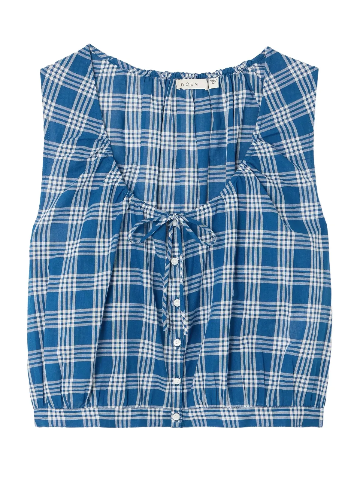 Theo Cropped Checked Organic Cotton Top