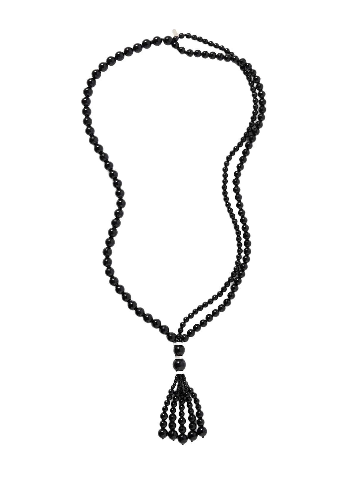 Venice Opera Tasseled Onyx And Silver Necklace - Black Venice Opera Tasseled Onyx And Silver Necklace - Black