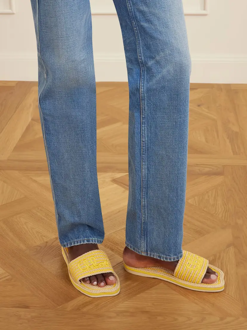 Chloé Embroidered Striped Cord Slides | Thumbnail 2 Chloé Embroidered Striped Cord Slides | Thumbnail 2