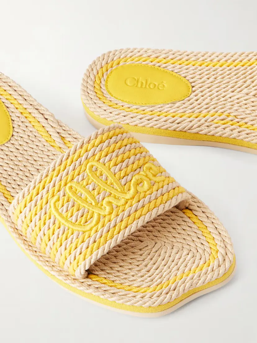 Chloé Embroidered Striped Cord Slides | Thumbnail 5 Chloé Embroidered Striped Cord Slides | Thumbnail 5
