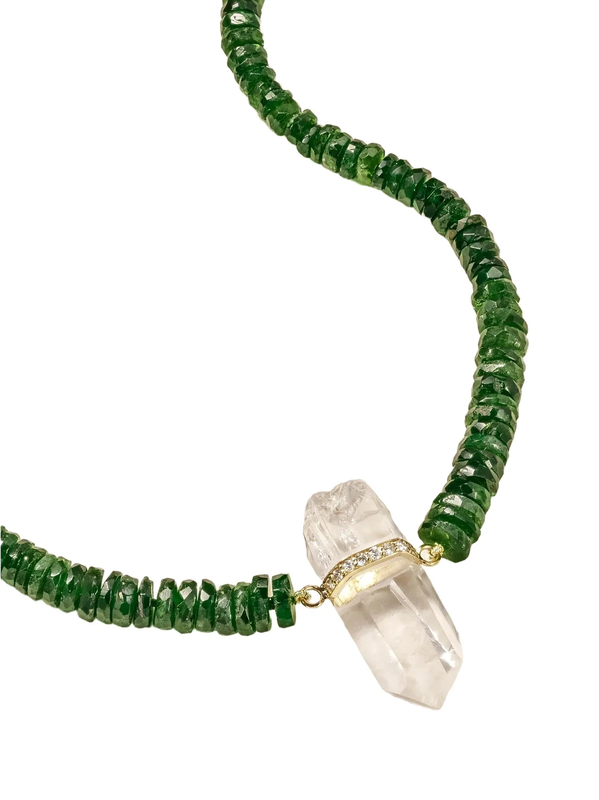 14-karat Gold, Diamond And Quartz Necklace - Green 14-karat Gold, Diamond And Quartz Necklace - Green