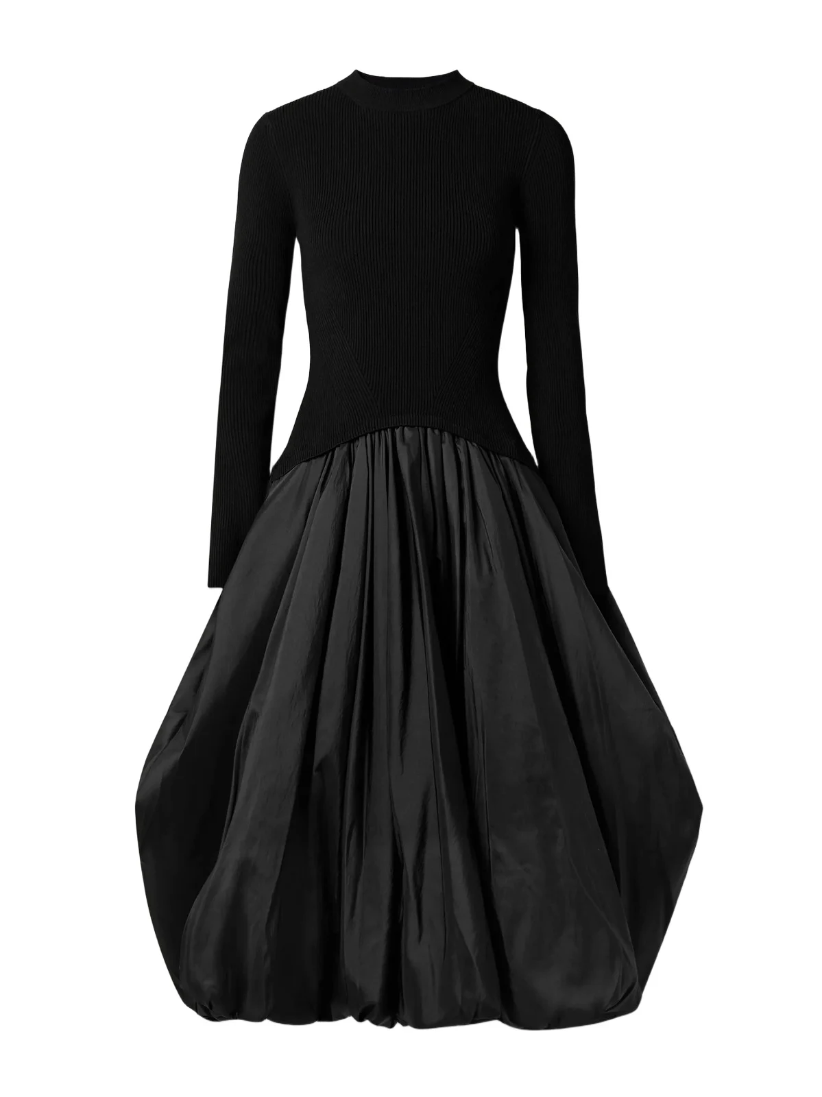 Kenlie Ribbed-knit And Taffeta Midi Dress Kenlie Ribbed-knit And Taffeta Midi Dress