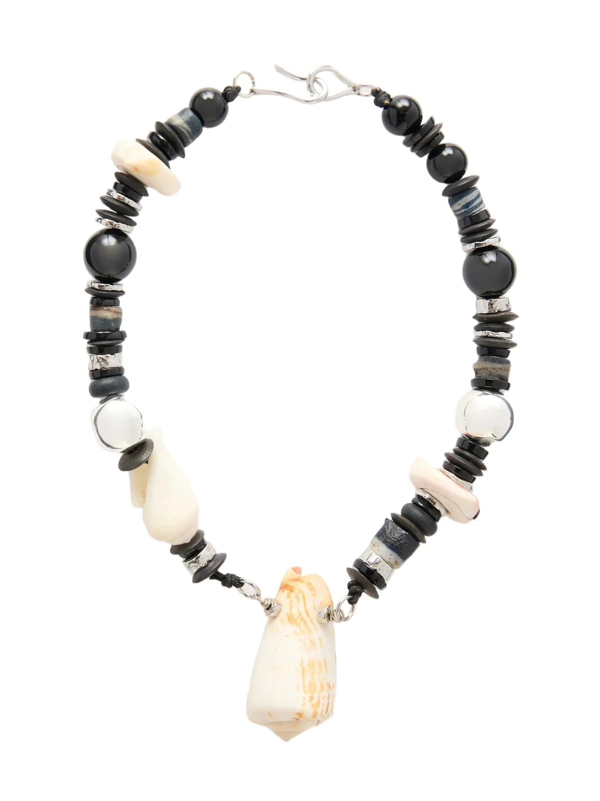 TOHUM Samsara Silver, Onyx And Seashell Necklace - Black