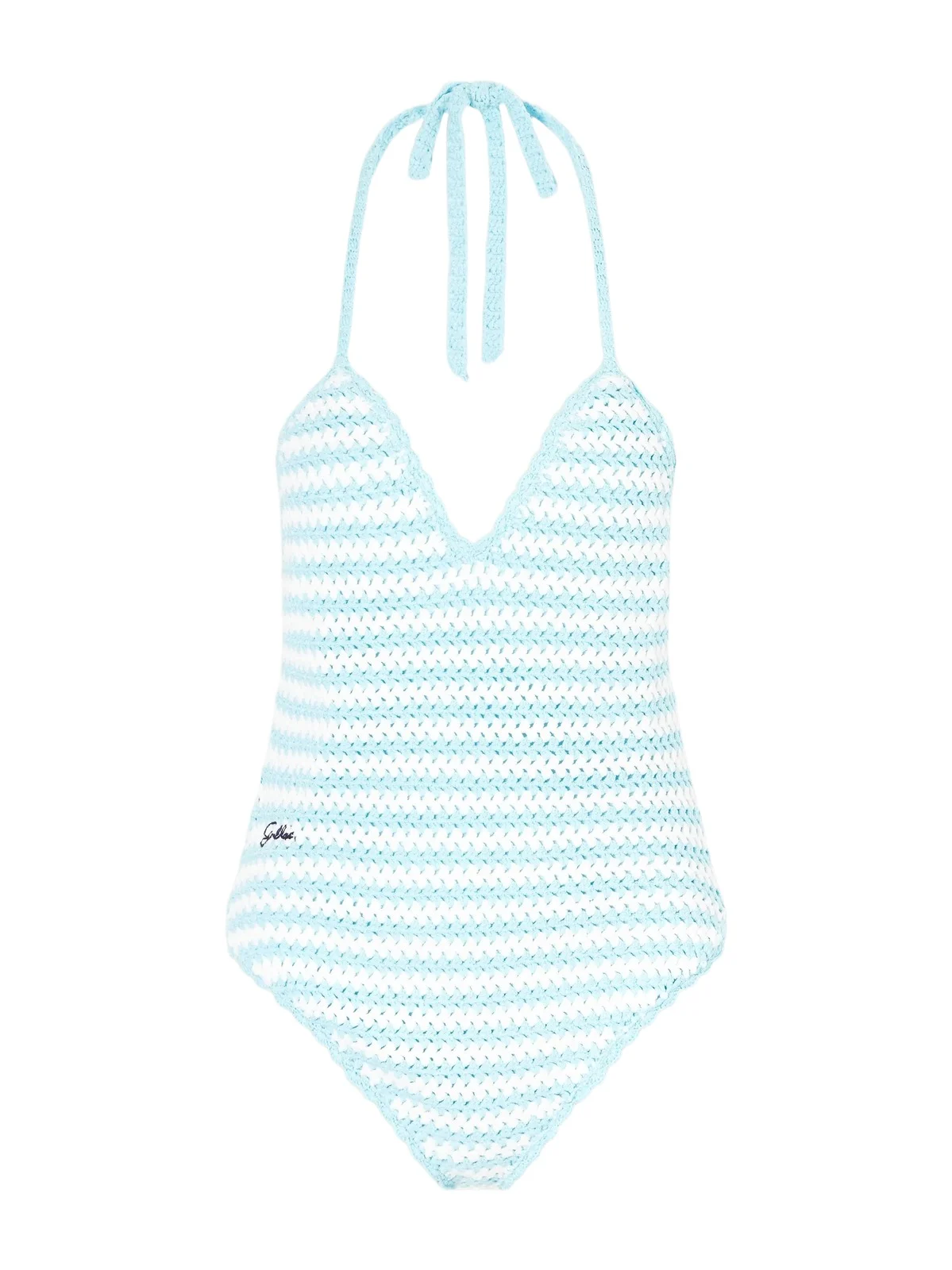 Simkhai Karoline Striped Crochet-knit Swimsuit