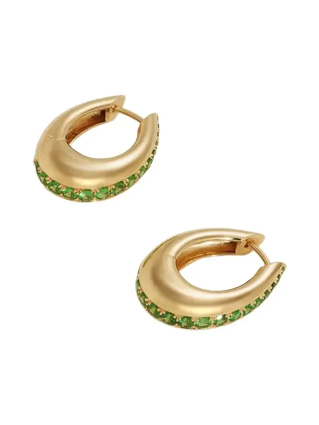 Chakra Icon 18-karat Gold Tsavorite Hoop Earrings Chakra Icon 18-karat Gold Tsavorite Hoop Earrings
