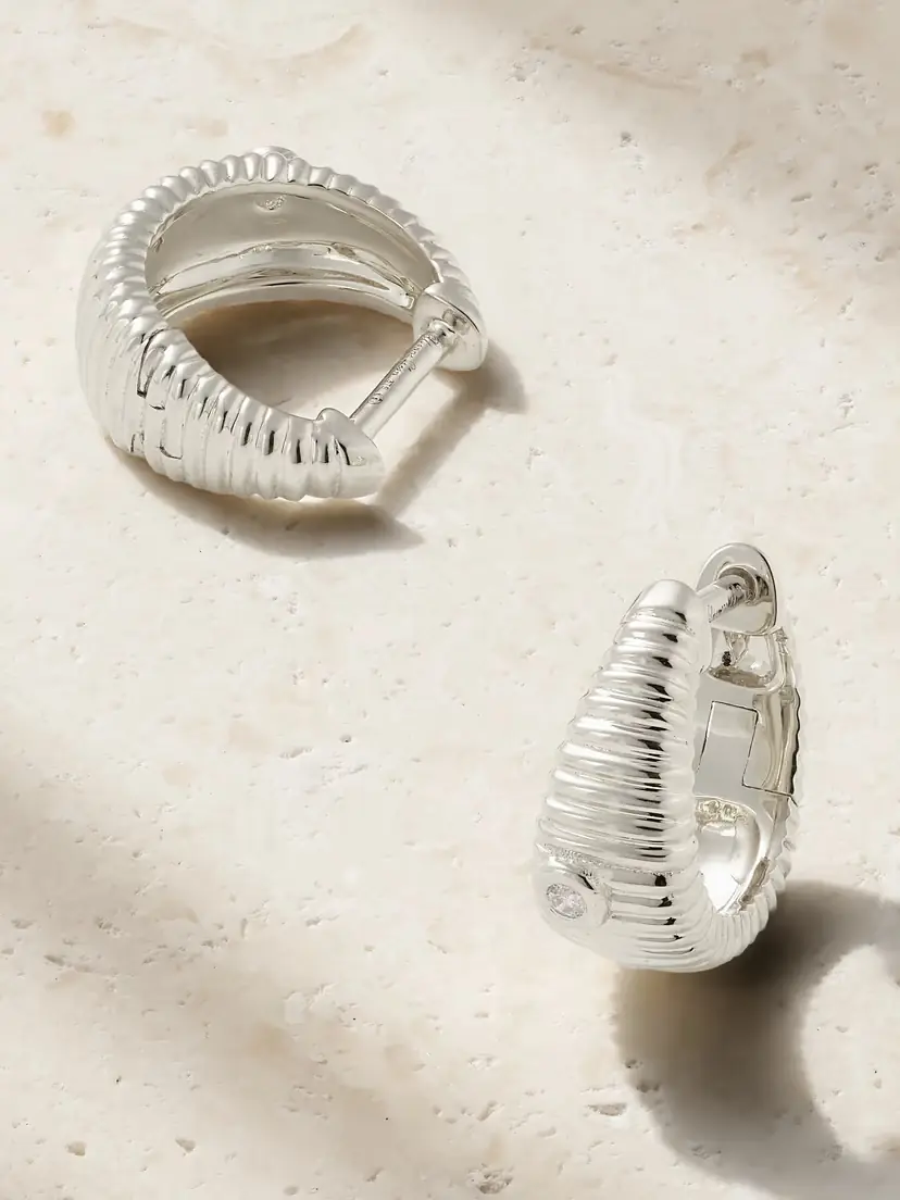 Yvonne Léon 9-karat White Gold Diamond Hoop Earrings | Thumbnail 3