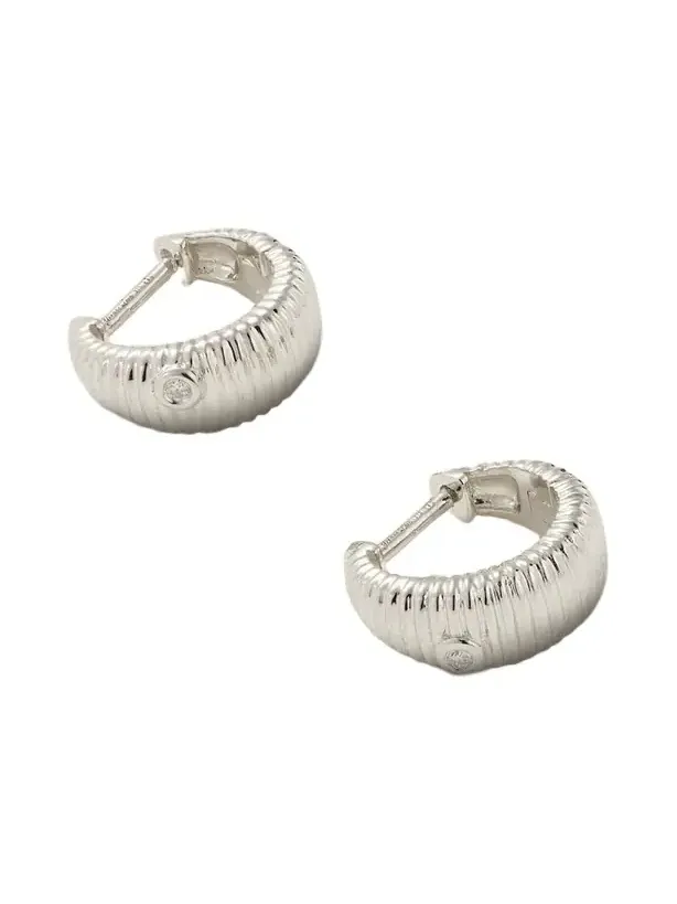 9-karat White Gold Diamond Hoop Earrings 9-karat White Gold Diamond Hoop Earrings