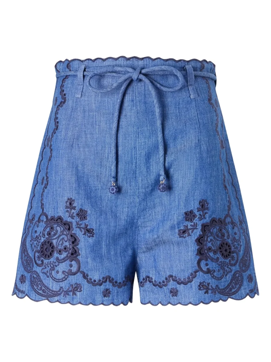 Aster Scalloped Embroidered Denim Shorts Aster Scalloped Embroidered Denim Shorts