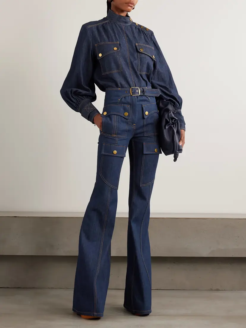 Zimmermann Luna Buckled Flared Cargo Jeans | Thumbnail 2