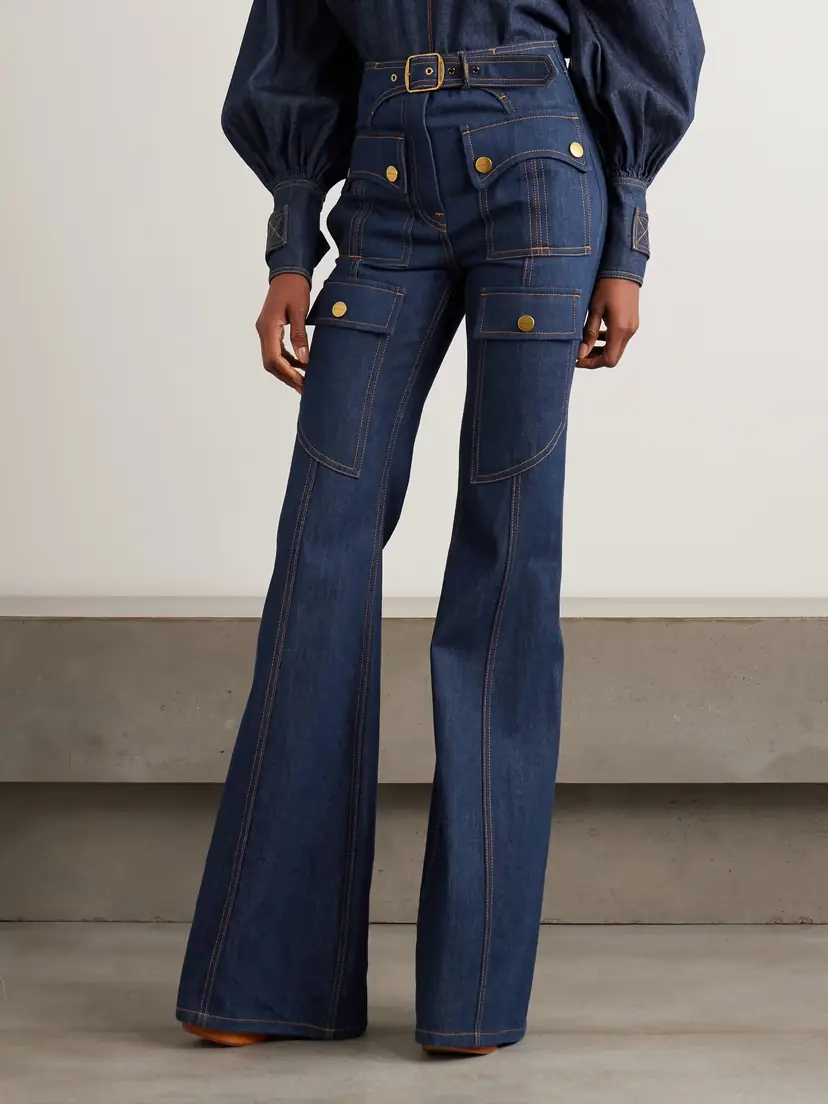Zimmermann Luna Buckled Flared Cargo Jeans | Thumbnail 3