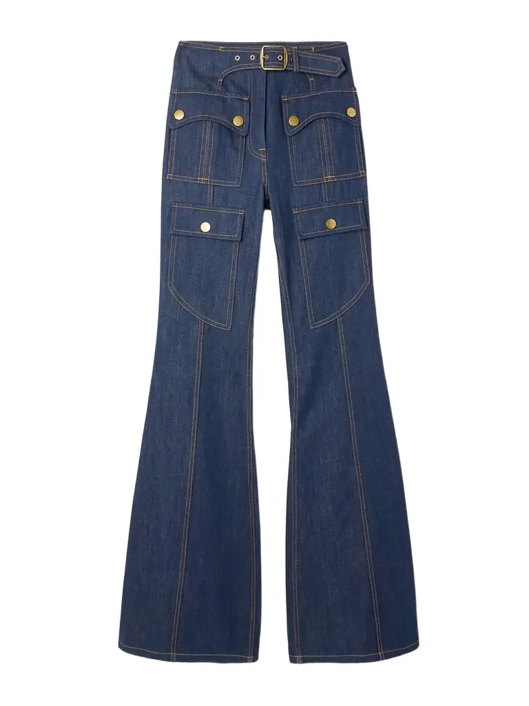 Zimmermann Luna Buckled Flared Cargo Jeans | Image 1 Zimmermann Luna Buckled Flared Cargo Jeans | Image 1