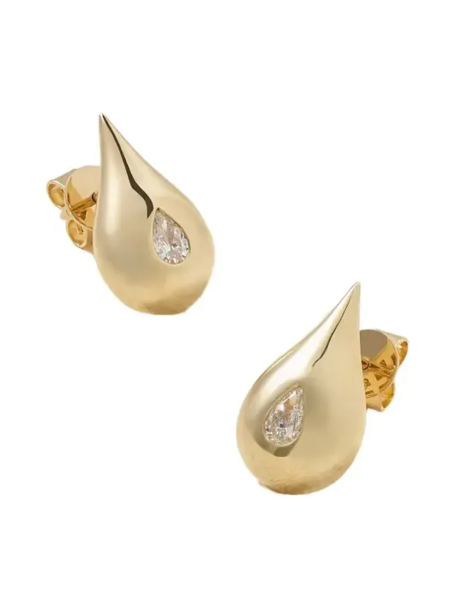 Water Droplet 14-karat Gold Diamond Earrings Water Droplet 14-karat Gold Diamond Earrings