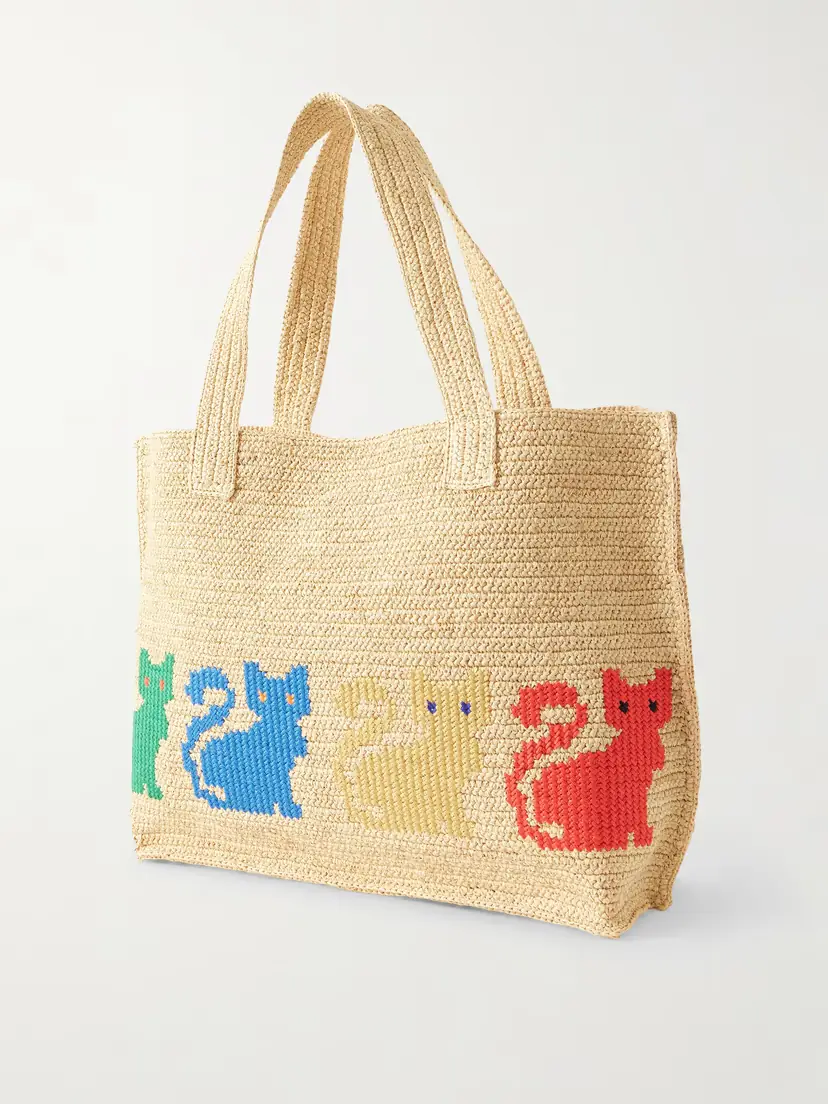 Valentino Garavani Large Embroidered Raffia Tote | Thumbnail 4 Valentino Garavani Large Embroidered Raffia Tote | Thumbnail 4