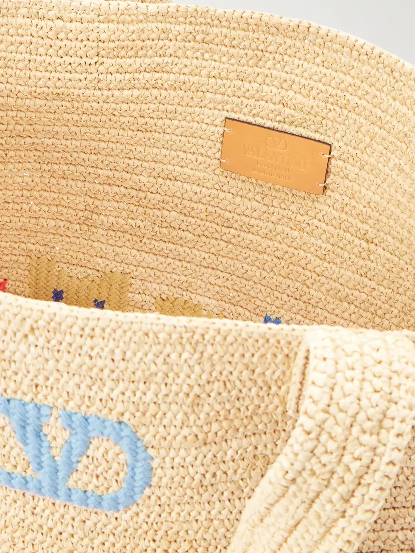 Valentino Garavani Large Embroidered Raffia Tote | Thumbnail 6 Valentino Garavani Large Embroidered Raffia Tote | Thumbnail 6