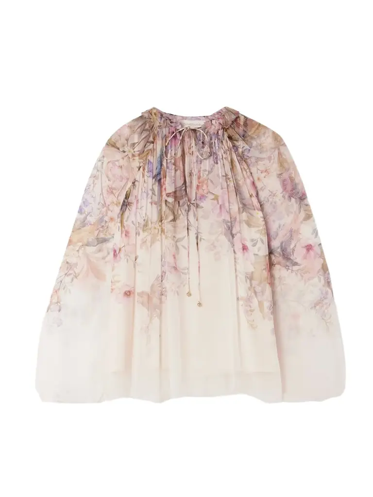 Zimmermann Rebellion Tie-detailed Gathered Chiffon Blouse | Image 1 Zimmermann Rebellion Tie-detailed Gathered Chiffon Blouse | Image 1