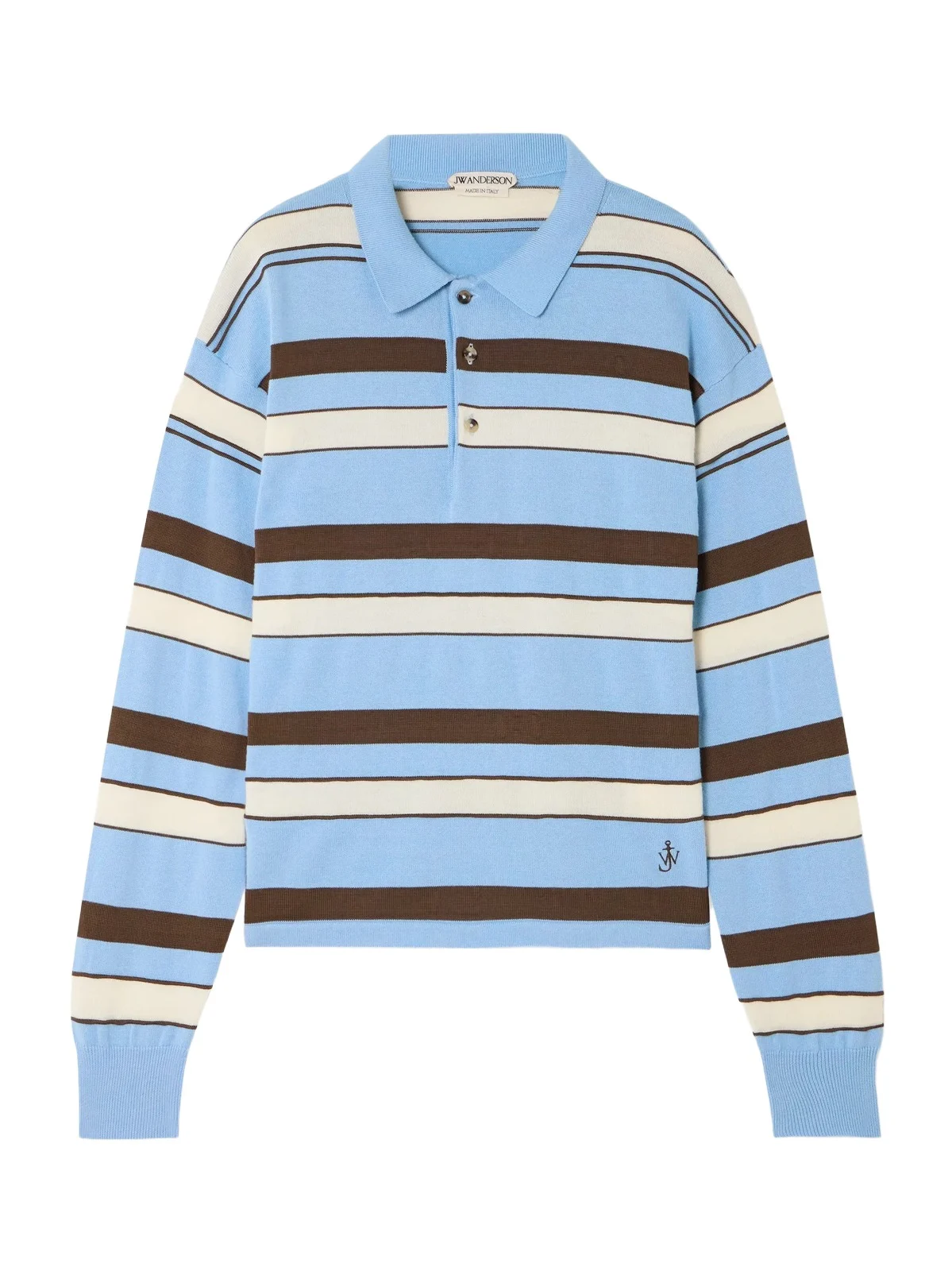 Embroidered Striped Cotton And Wool-blend Polo Shirt Embroidered Striped Cotton And Wool-blend Polo Shirt
