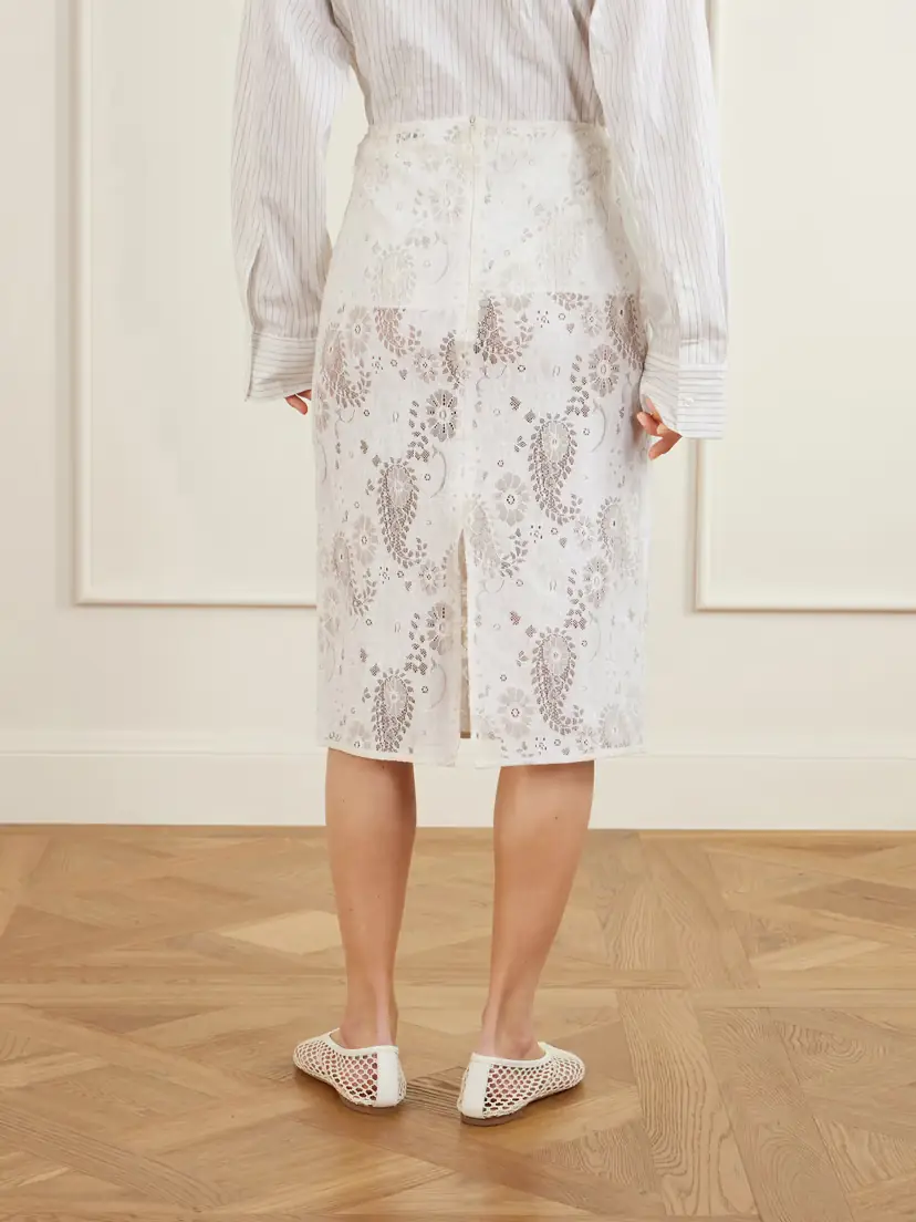 RÓHE Lace Linen-blend Midi Skirt | Thumbnail 3