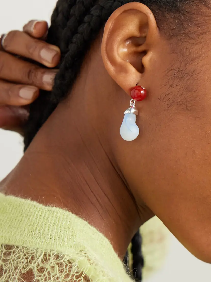 Completedworks Recycled Silver, Resin And Agate Earrings - Blue | Thumbnail 2