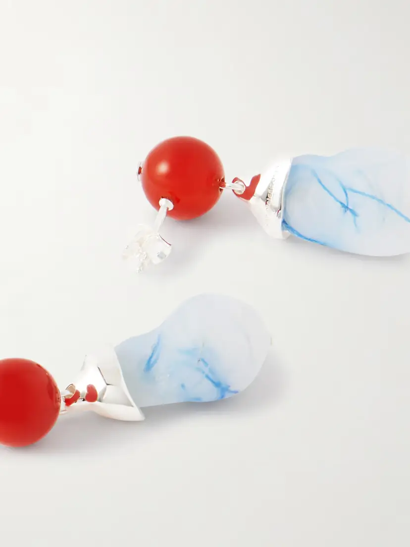 Completedworks Recycled Silver, Resin And Agate Earrings - Blue | Thumbnail 3