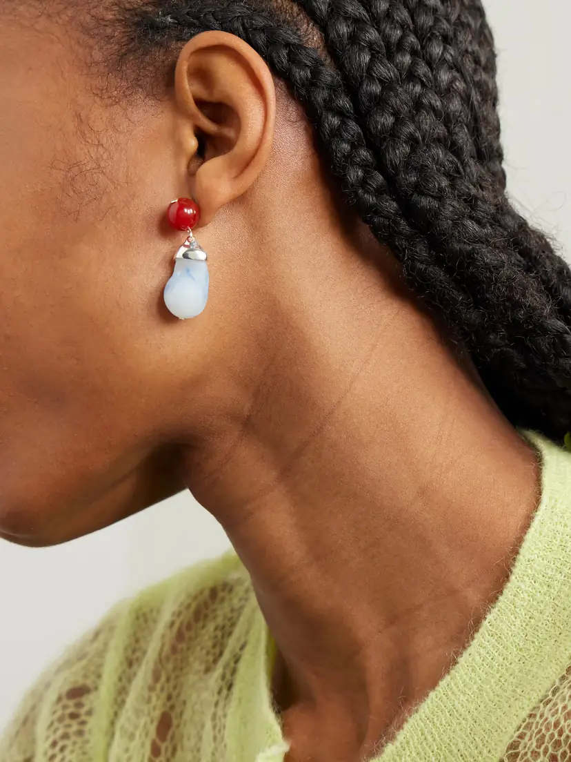 Completedworks Recycled Silver, Resin And Agate Earrings - Blue | Thumbnail 4