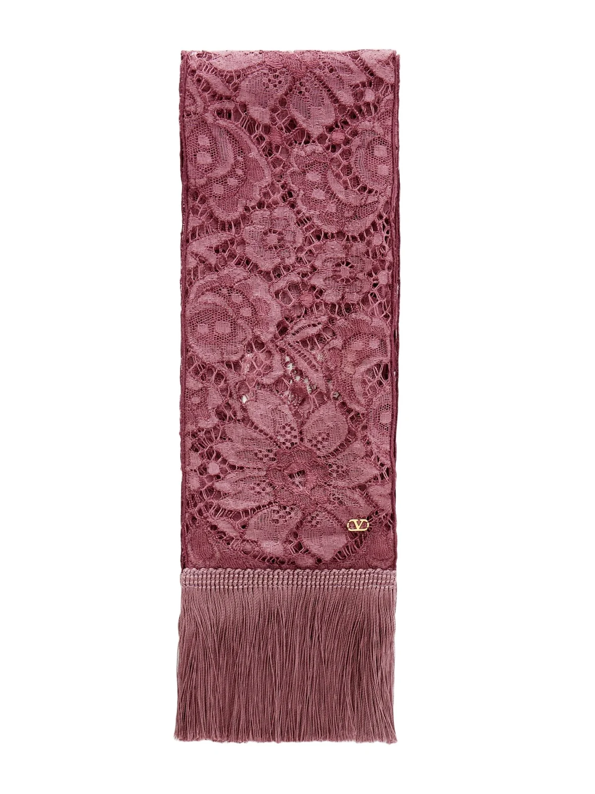 Valentino Garavani Embroidered Fringed Silk Crochet-knit Scarf