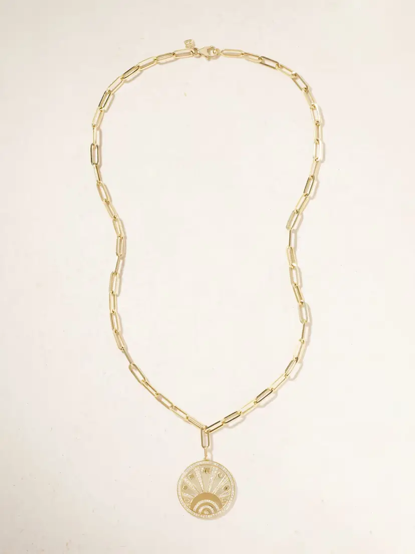 Sydney Evan Evil Eye Luck Coin 14-karat Gold Diamond Necklace | Thumbnail 4 Sydney Evan Evil Eye Luck Coin 14-karat Gold Diamond Necklace | Thumbnail 4