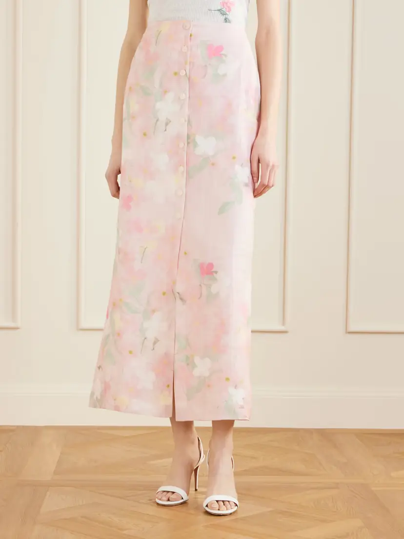 BERNADETTE Carmen Floral-printed Linen Midi Skirt | Thumbnail 3 BERNADETTE Carmen Floral-printed Linen Midi Skirt | Thumbnail 3