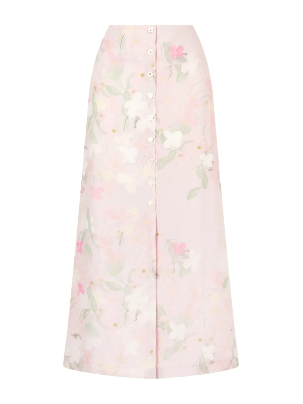 Carmen Floral-printed Linen Midi Skirt