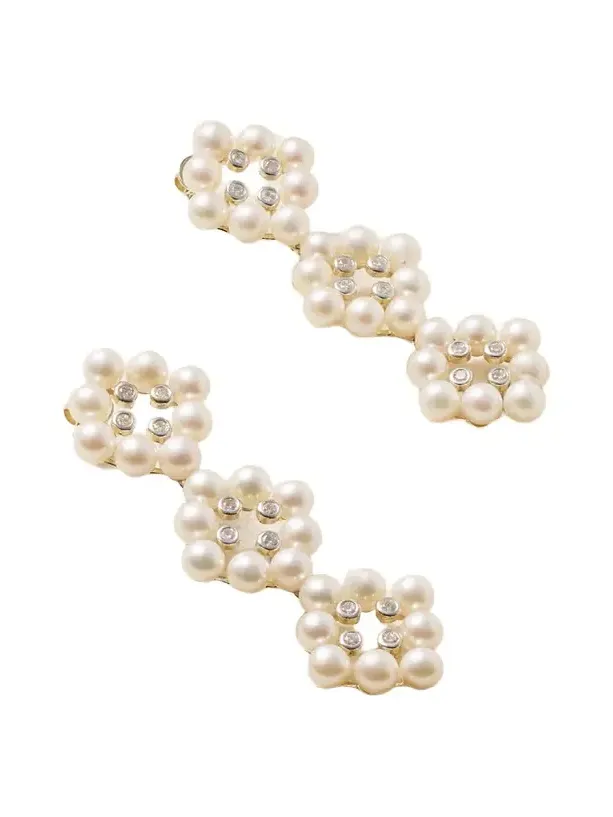 14-karat Gold, Pearl And Diamond Earrings - White 14-karat Gold, Pearl And Diamond Earrings - White